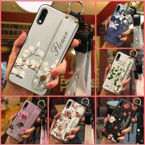 Kickstand Lanyard Phone Case For LG K22 Flower Wrist Strap For Girls Original Fashion Design