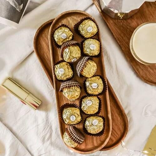 Wooden Tableware Fruit Dessert Plate Oval Solid Wood Pan Plates Cake Dishes Kitchen Household Tea Food ServingTray Home Decorate