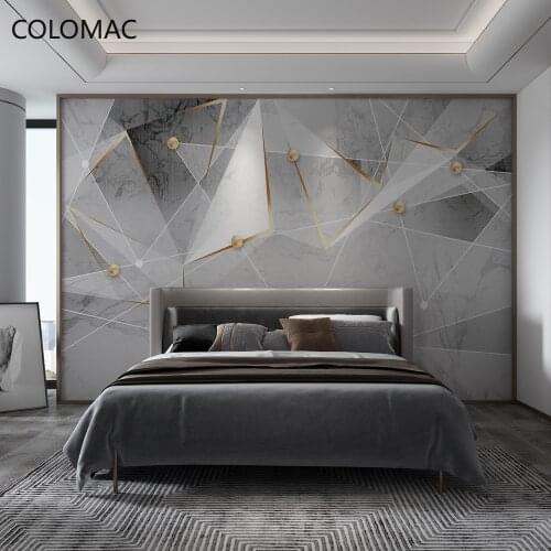 Colomac Custom Nordic Light Luxury Modern Minimalist Living Room Background Wallpaper Geometric Gray Lines Mural Drop Shopping