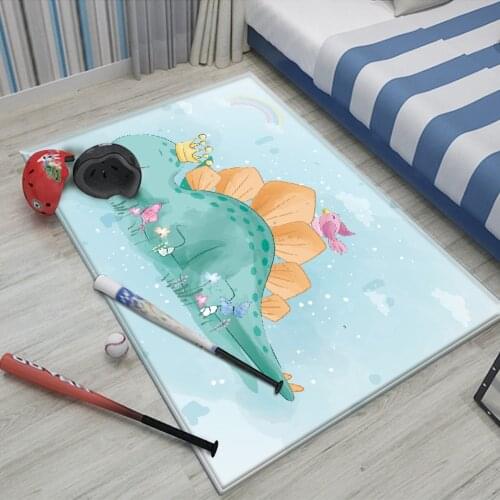 2021 Good Quality Non-slip Floor Cute Blue Dinosaur Pattern Kids play carpet Children Rug baby flannel Children durable carpet