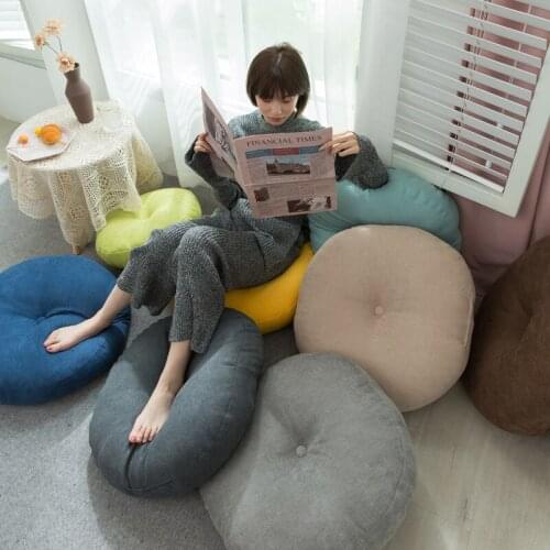Round Linen Cotton Cushion Silk Cotton Core Tatami Cushion Pillow Home Sofa Cushion