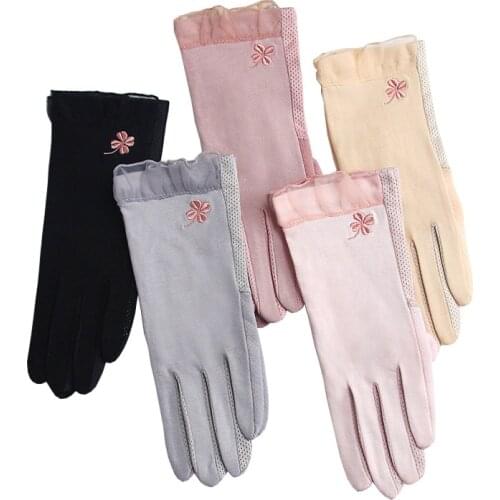 Summer Lady Driving Gloves Cotton Anti-skid Sun Protection Hand Breathable Fashion Casual Women Cycling Touch Screen Gloves