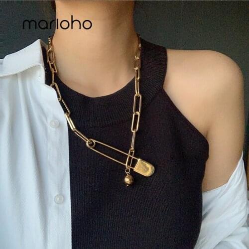 Marioho Fashion Paper Clip Pendant Necklace For Women Hip Hop Simple Clips Chain Temperament Personality Creative Jewelry
