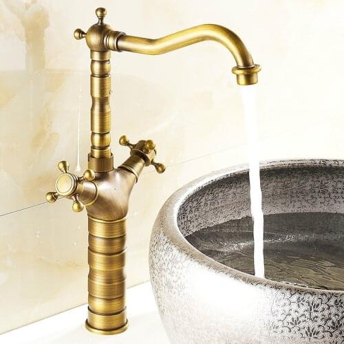 All copper European archaize faucet The stage basin faucet Basin faucet Hot and cold water tap Archaize faucet