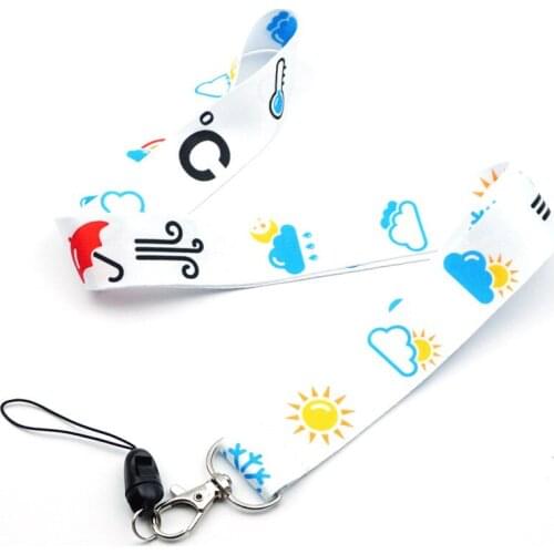 Cute Weather Sign White Key Lanyards Neck Strap ID Card Mobile Phone Strap USB Badge Holder Red Rope Key Chain Gift