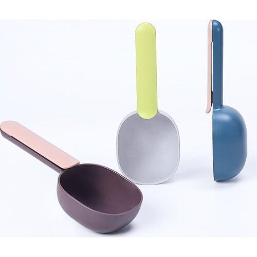 Mutli-function Portable Pet Cat Dog Food Shovel Scoop Feeding Spoon with Sealing Bag Clip Feeders Pet Suppliers