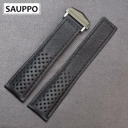 SAUPPO Suitable for TAG Heuer MONACO Men Watch Band Top Layer Leather Belt Calf Skin Leather Watch Accessories with Clasp