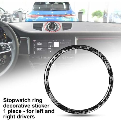 Frame Trim Sticker Round Self-adhesive Carbon Fiber Stopwatch Ring Trim Sticker for Porsche Macan 2014-2021 Interior Mouldings