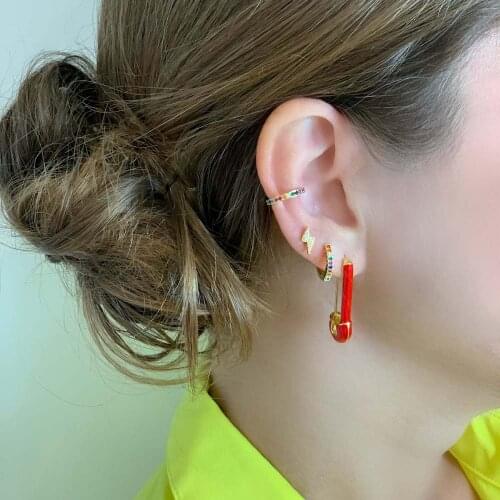 Neon colorful candy enamel Girl Gift Jewelry Tiny Safety Pin Multi Colored Earring 2019 Gold Filled Summer fashion Gorgeous