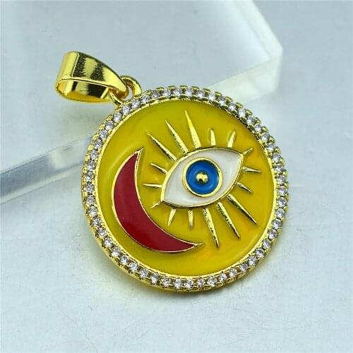 2021 new oil dripping cubic zirconia micro Eye Necklace DIY accessories semi-finished jewelry wholesale