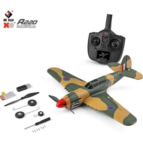 2021 New Wltoys A220 RC Airplanes Four-Channel Like Real Machine P40 Fighter Remote Control Glider Unmanned Aircraft Outdoor Toy