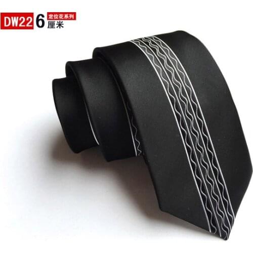 New Fashion Skinny Ties Designer Panel Necktie Black with White Personality Stripe