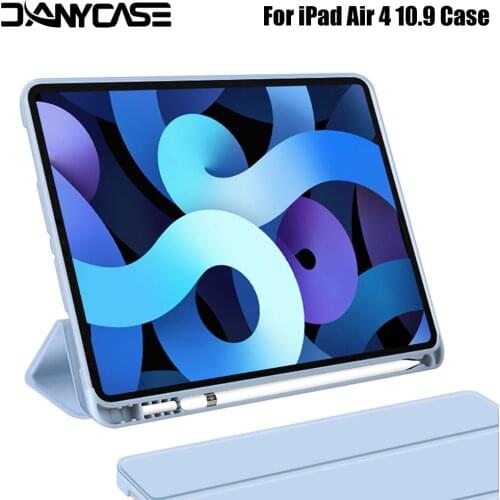 New iPad Case For iPad Air 10.9 2020 Soft silicone Cover Auto Sleep/Wake Tablet Case Smart Case With Pencil Holder Funda Capa