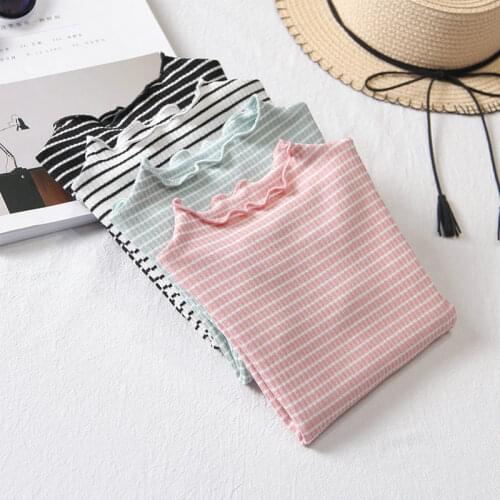 2018 Autumn Baby Girls T Shirt Children Turtleneck Bottoming Shirt Children Casual Striped Knit Cotton Tee Kids Long Sleeve Tops