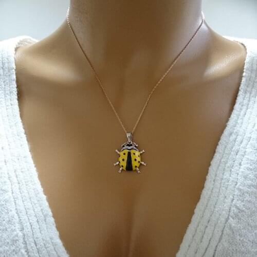 Ladybird Necklace 925 Sterling Silver Yellow Laydbyg Necklace