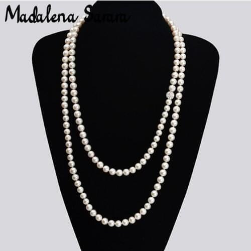 MADALENA SARARA AA freshwater Pearl Necklace 8-9mm Pearl long Necklace 80cm