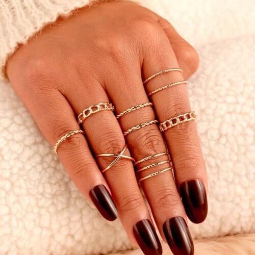 Punk Gold Sliver Color Twisted Rings Set For Women Girls 2020 Vintage Round Knuckle Rings 8Pcs/Set Female Wedding DIY Jewelry