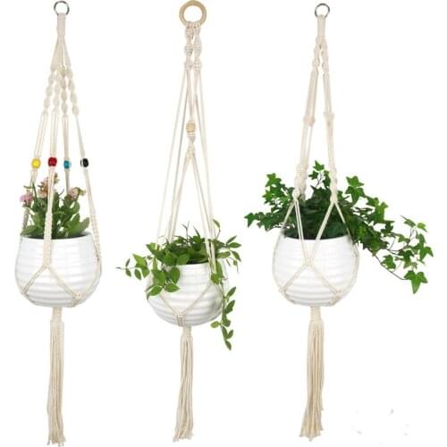 Hanging Planter Flowerpot Plant Holder Macrame Handmade Plant Hanger Baskets Flower Basket Balcony Home Garden Hanging Decor