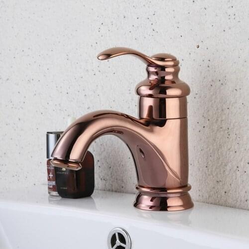 Basin Faucets Luxury Rose Gold Bathroom Faucet Single handle Basin Mixer Tap Deck Mounted Brass Lavatory sink Mixer Basin Tap