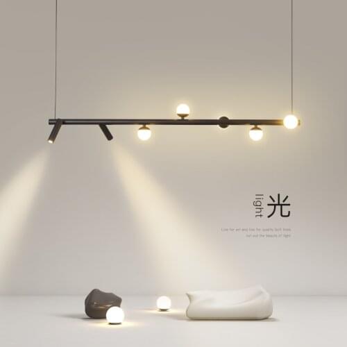 Modern Simple LED Pendant Light Black / White Dining Room Island Long Hanging Lamp Restaurant Bar Nordic Designer Art Luminaires
