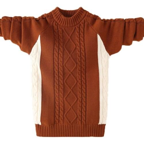 Teenagers Boys Sweater Autumn Winter Kids Patchwork Knitted Pullover Sweaters 100%Cotton Children 110-170 Sweater