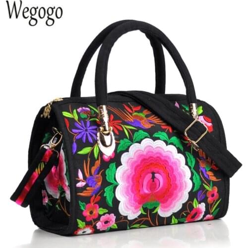 Vintage Women Bag Canvas Flower Embroidered Women Handbag Boho Embroidery Mandala Shoulder Messenger Bag For Woman Girls