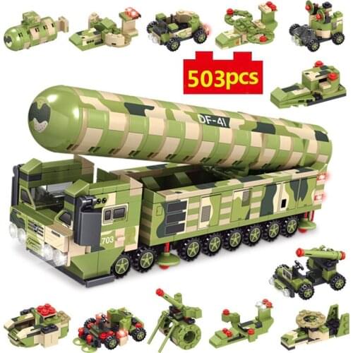 Military Series World War 12-in-1 World War DF-41 missile launcher soldier Figures DIY Model Building Blocks Bricks Toys Gifts