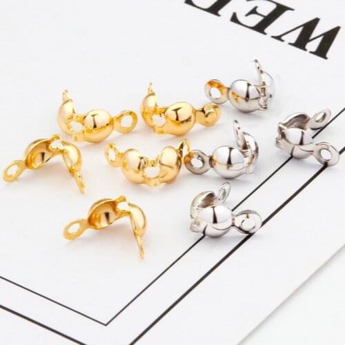 50pcs/lot Connector Clasp Fitting Ball Chain Components Calotte End Crimps Beads Connectors For DIY Jewelry Making Supplies