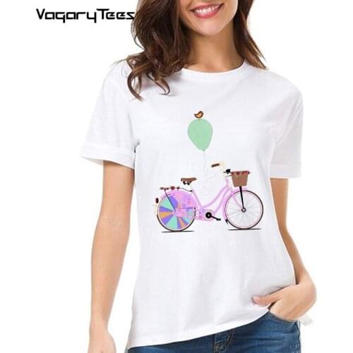 Love to Cycle on my Pink Bike T Shirt Women bike LOVER Print Tshirt Harajuku 90s Graphic T-shirt Summer Fashion Top Tee Female