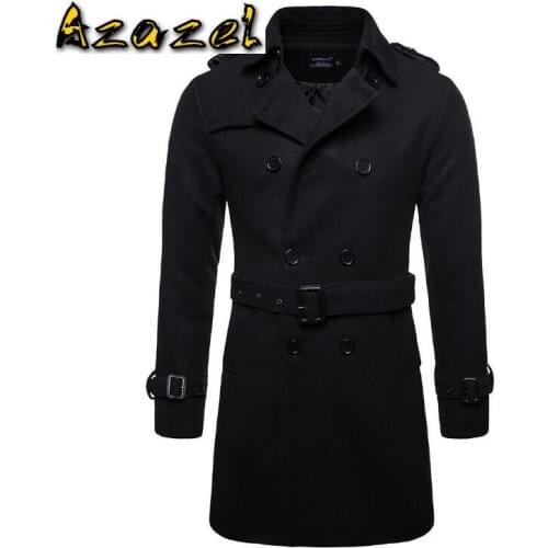 Winter Men coat male 2020 long thick jacket double-breasted woolen windbreaker mens Brand overcoat Tidal belt cashmere jackets