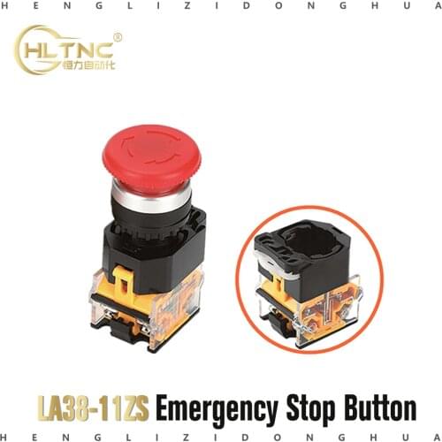 1 pcs LA38-11ZS 22mm Red Mushroom Cap emergency stop button for cnc