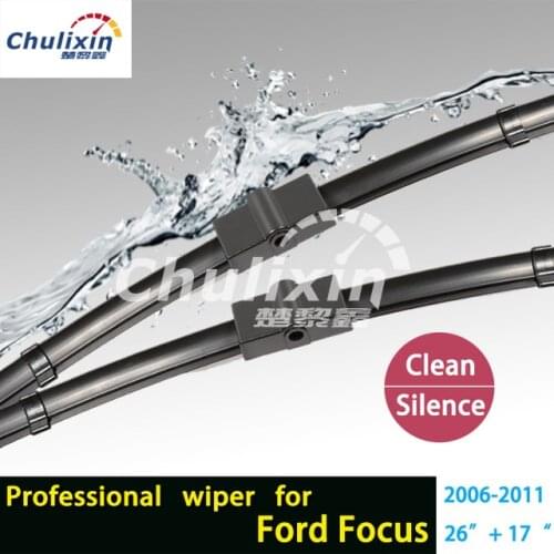 2pcs/lot car styling stickers Wiper blades for Focus (2006-2011) 26"+17" fit side pin type wiper arms only