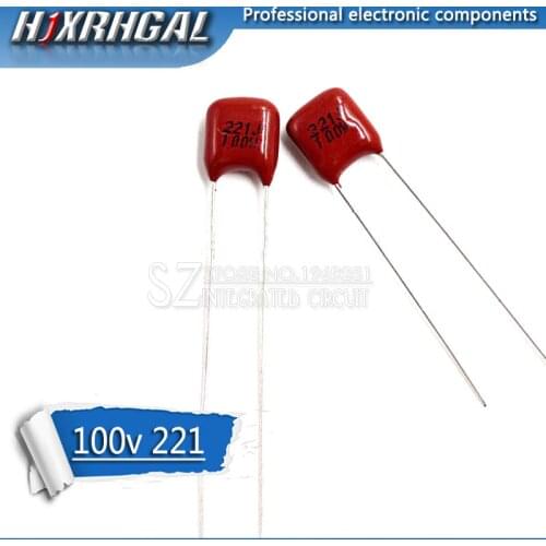 20PCS 100V221J 220PF 5% Pitch 5mm 220P 221 100V CBB Polypropylene film capacitor hjxrhgal