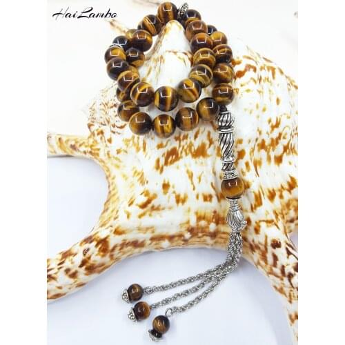 2020 New Arrival !! Natural Tiger eyes stone 33 Musilm Islamic Prayer Bead Misbaha Tashih Rosary beads Religious Bracelet PB02