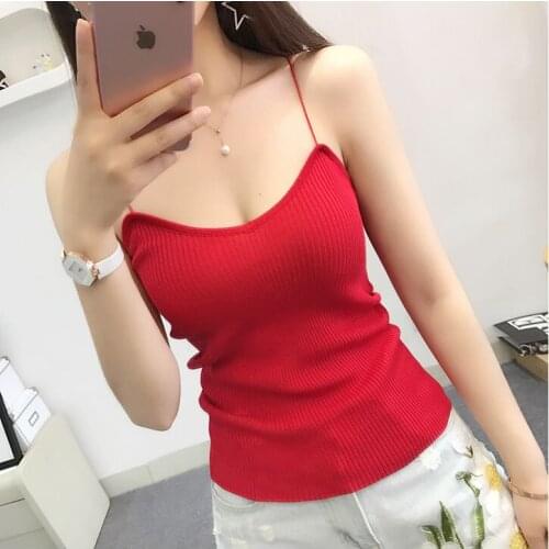 2021 Summer Womens Fashion Slim Knitting Tank Tops Camises Girls Knitted Basic Knitwear Camisole Sleeveless Sweater Tee Shirts