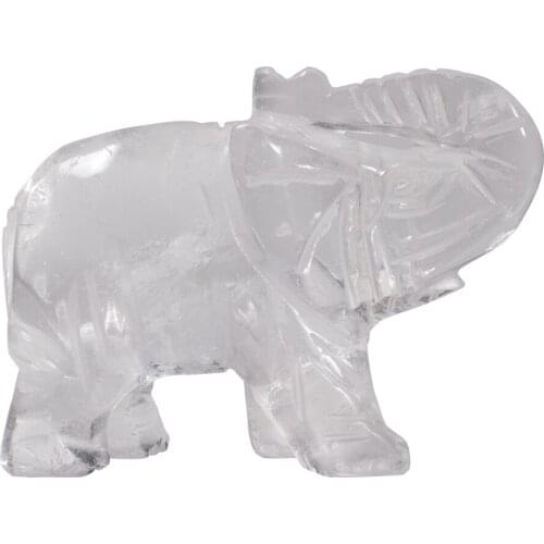 3inch Healing White Quartz Guardian Elephant Figurine Stone Carving Gemstone Hand Carved Animal Home Decor Healing Gift 1pc