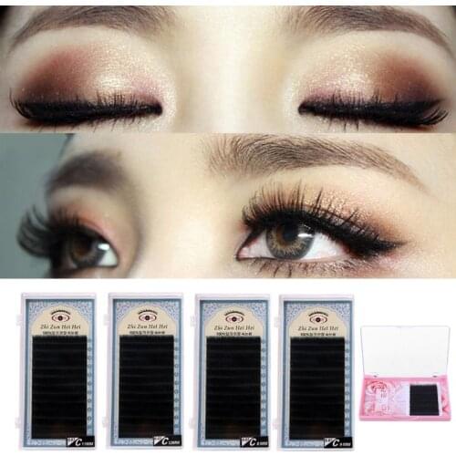 3D Volume Individual Faux Mink Eyelash Extensions 0.07mm C Curl 8/9/10/11/12mm