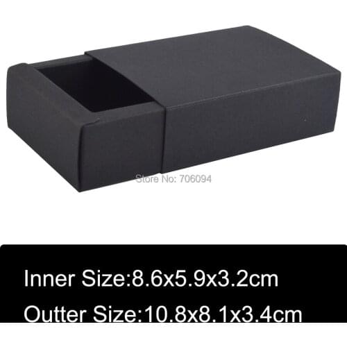 50pcs 10.8x8.1x3.4cm Cosmetic Black drawer paper box handmade Black gift Candy boxes,Essential oil box,custom box logo