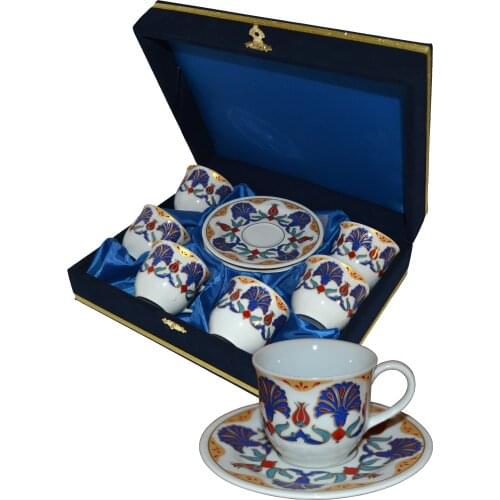 6x2 Gold Gilded Porcelain Luxury Turkish Coffee Cup Set, Cup and saucer