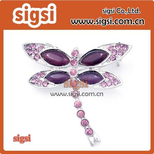 Noble purple dragonfly crystal rhinestone brooch and pins