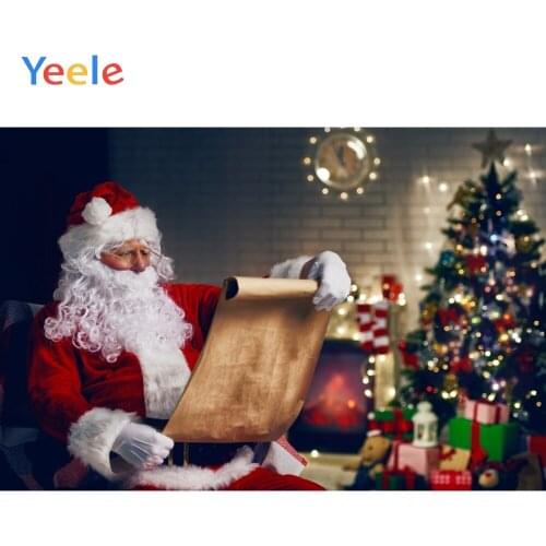 Christmas Tree Santa Claus Fireplace Brick Wall Photophone Backdrop Photography Custom Photographic Background For Photo Studio