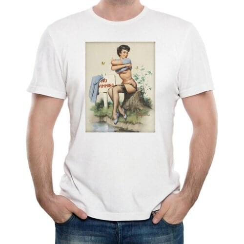 New Summer Fashion Men T-shirt GIL ELVGREN Taking A Chance Pin Up Art Print T-Shirt Funny Casual Tops Hipster Man Novelty