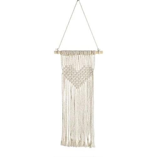 68UE Heart Macrame Tapestry Wall Boho Decor Hanging Tapestry Wedding Farmhouse Decor