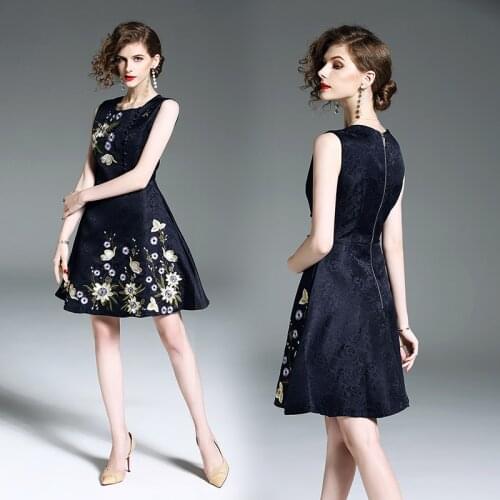 HAYBLST Brand Dress Womens 2020 New Summer Sleeveless Plus Size Clothes Vestidos High Quality European Style Embroidery Clothing