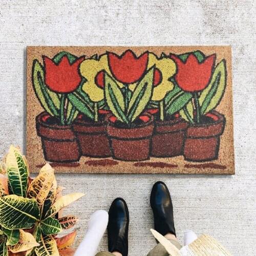 Doormats 45x70 cm Tulip Printed Design Inside-Outside Anti-slip Welcome Mats Home Decorative Entrance Colourful Doormat Non Slip