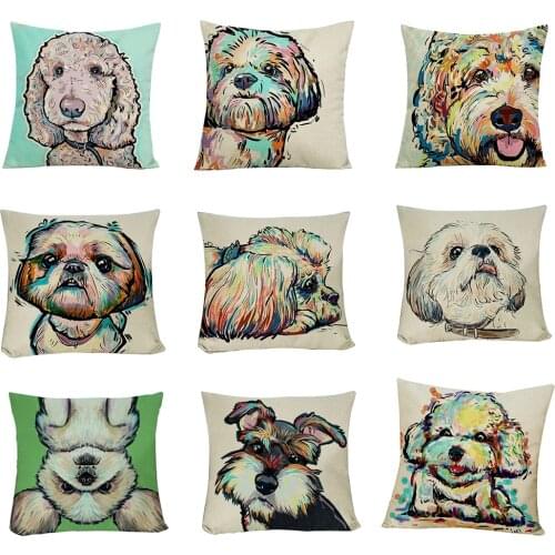 Poodle dog linen/cotton throw pillow covers couch cushion cover home decorative pillow covers