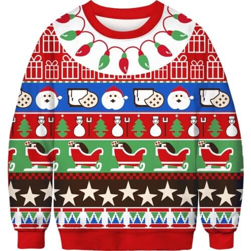 Newest Men Women Christmas Sweatshirt Hoodied Vacation Santa Elf Funny Christmas Fake Hair Jumper Autumn Winter Tops Clothing