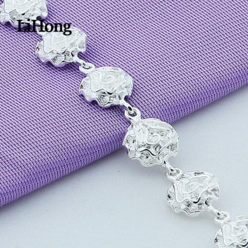 New 925 Sterling Silver Bracelet Delicate Rose Flower Girl Silver Bracelet Charm Jewelry Gift