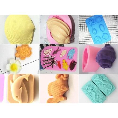 Ocean series conch/shell /starfish cake mould polymer clay handmade soap mold FM kitchen tools