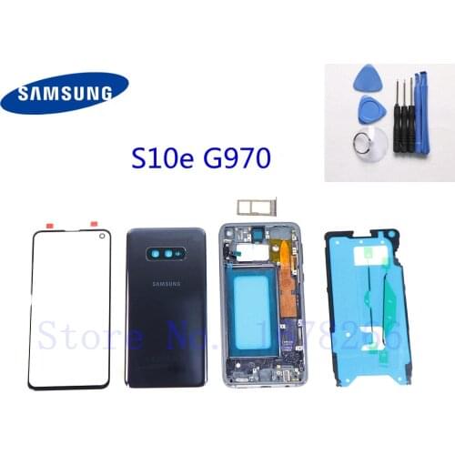 Original Full Housing Case Battery Back Cover Front Screen Glass Middle Frame For Samsung Galaxy S10e G970 G970F Complete Parts